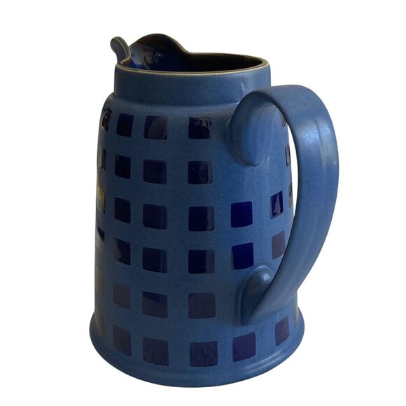 Vintage Denby Reflex Vintage Blue Square Design Stoneware Pitcher 32 oz Perfect! - Picture 4 of 7